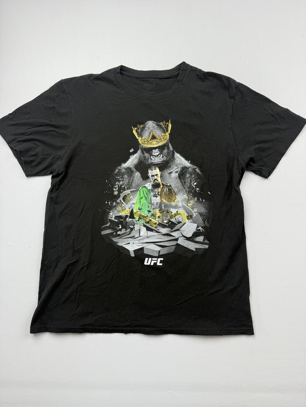 Reebok Shirt Mens Large Black UFC Gorilla King Graphic Tee MMA Conor McGregor